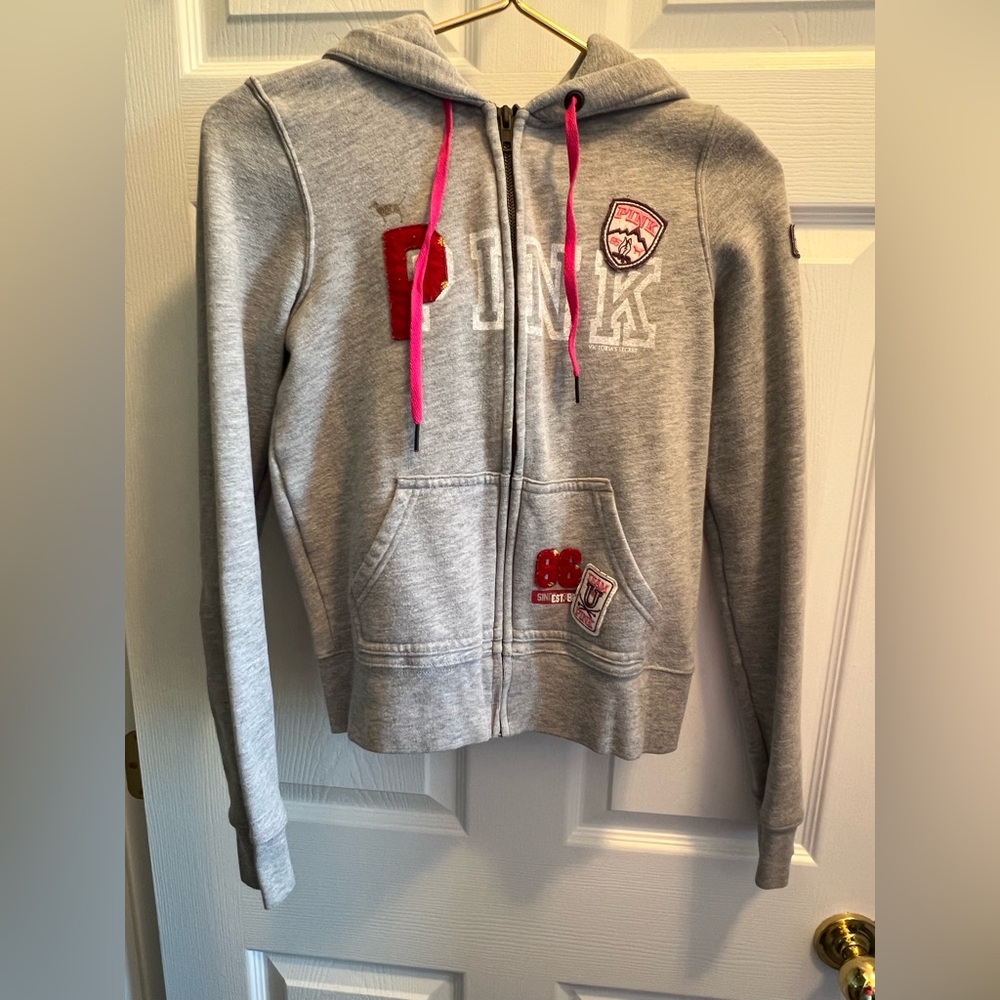 PINK Victoria's Secret Gray, Pink & Red Hoodie - Picture 8 of 8